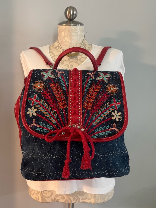 Montana West Handbags - Montana West 4th of July Colors Navy Embroidered Backpack with Red Trim